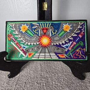 Mexican Folk Art Huichol Yarn Painting